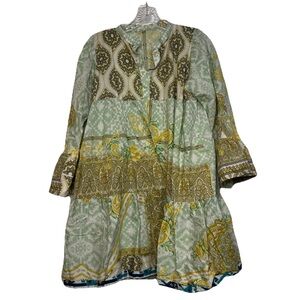 Bohemian Style Women’s M Tiered Mini Dress Tunic Paisley Floral Handmade Unique